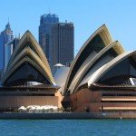 Sydney Opera House and skyscrapers, in Sydney, New South Wales, Australia